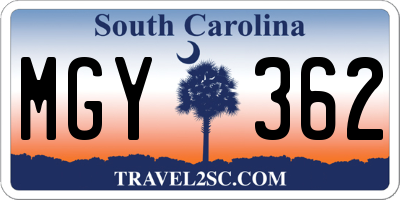 SC license plate MGY362