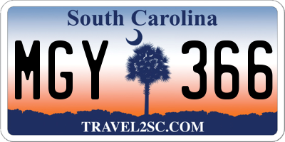SC license plate MGY366