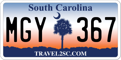 SC license plate MGY367