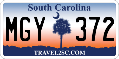 SC license plate MGY372