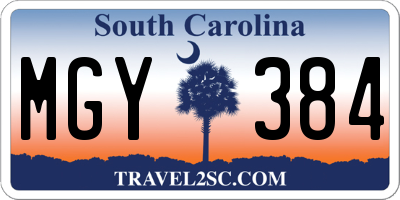 SC license plate MGY384