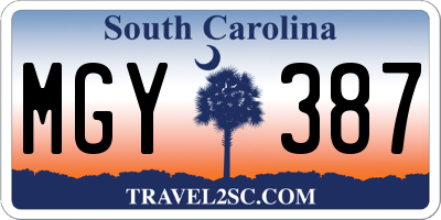 SC license plate MGY387