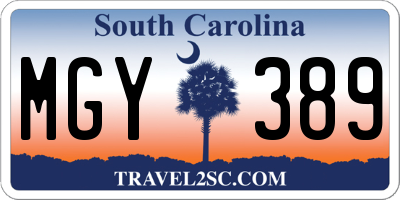 SC license plate MGY389