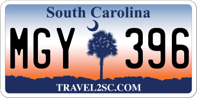SC license plate MGY396