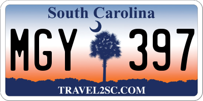 SC license plate MGY397