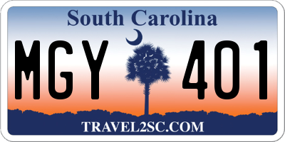SC license plate MGY401