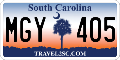 SC license plate MGY405