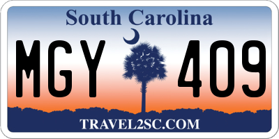 SC license plate MGY409