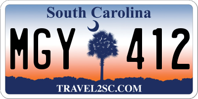 SC license plate MGY412