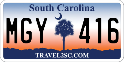 SC license plate MGY416