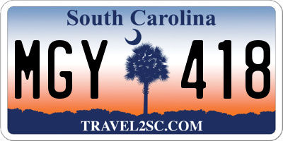 SC license plate MGY418