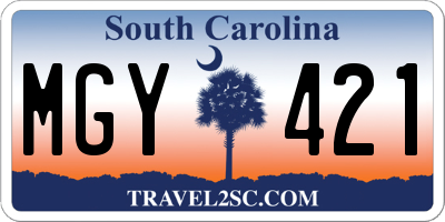 SC license plate MGY421