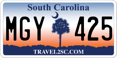 SC license plate MGY425