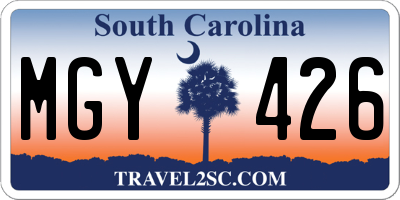 SC license plate MGY426