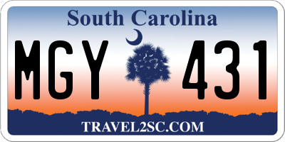 SC license plate MGY431