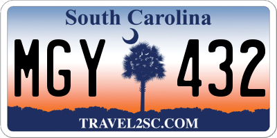 SC license plate MGY432