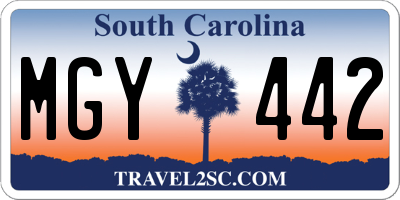 SC license plate MGY442