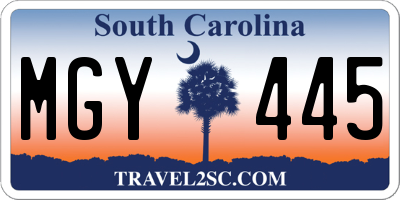 SC license plate MGY445