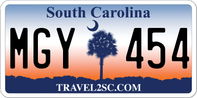 SC license plate MGY454