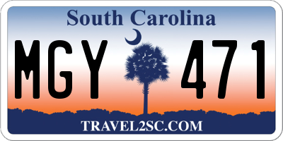 SC license plate MGY471