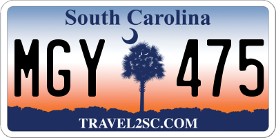 SC license plate MGY475