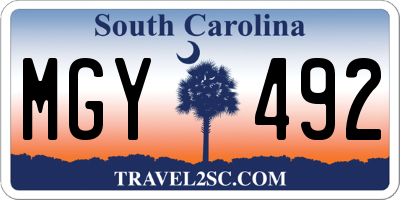SC license plate MGY492