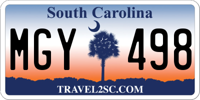 SC license plate MGY498
