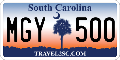 SC license plate MGY500