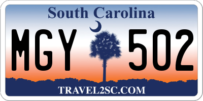 SC license plate MGY502