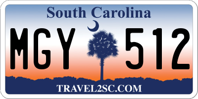SC license plate MGY512