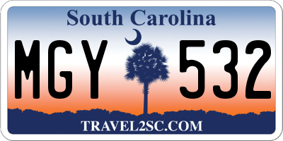 SC license plate MGY532