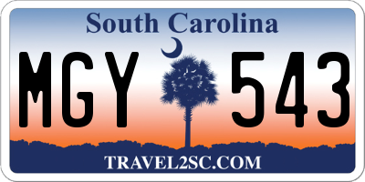 SC license plate MGY543
