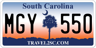 SC license plate MGY550