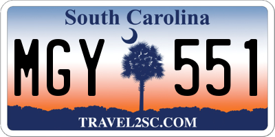 SC license plate MGY551