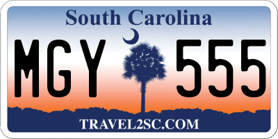 SC license plate MGY555