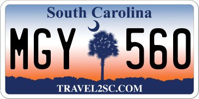 SC license plate MGY560