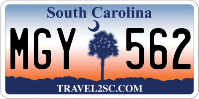 SC license plate MGY562