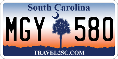 SC license plate MGY580