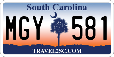 SC license plate MGY581