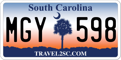 SC license plate MGY598