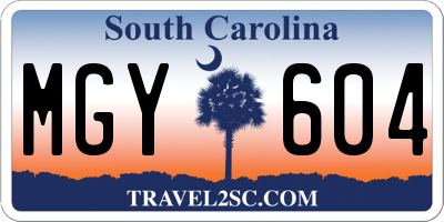 SC license plate MGY604