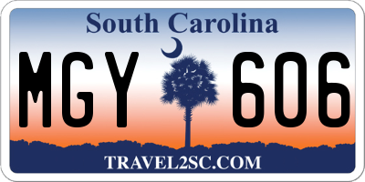 SC license plate MGY606
