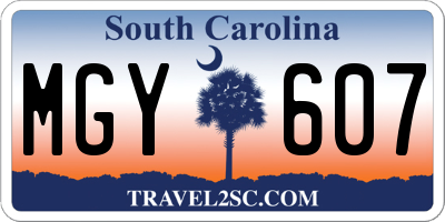 SC license plate MGY607