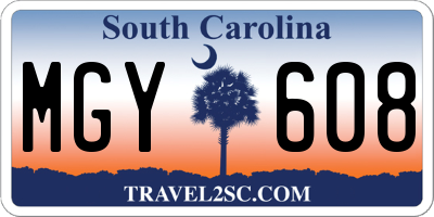 SC license plate MGY608