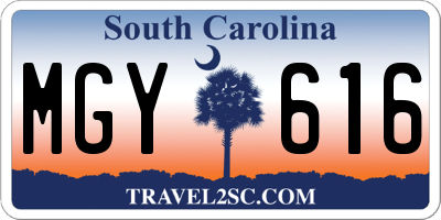 SC license plate MGY616