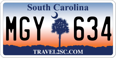 SC license plate MGY634