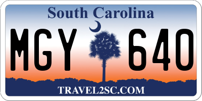 SC license plate MGY640