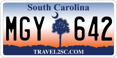 SC license plate MGY642