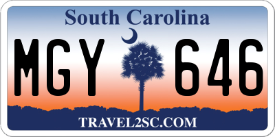 SC license plate MGY646