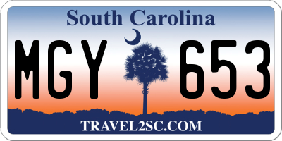 SC license plate MGY653